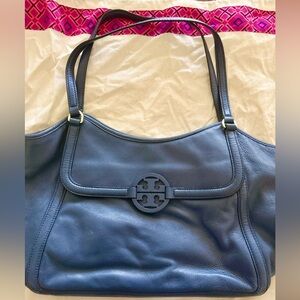 Tory Burch Amanda Blue Leather Shoulder Bag